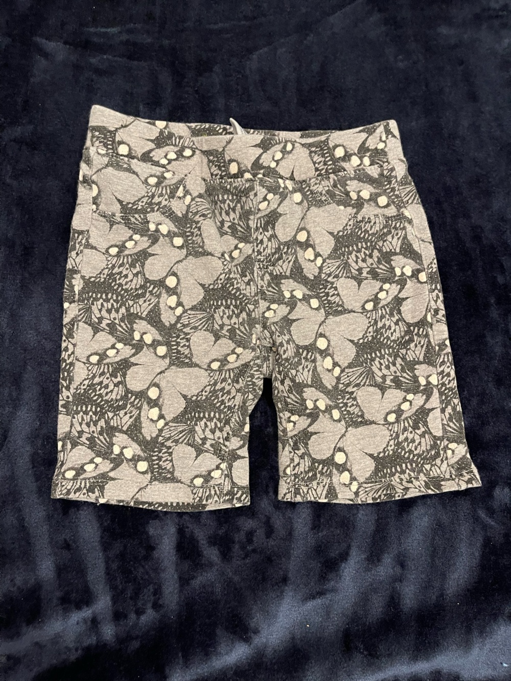 Kids Gray Butterfly-Print Stretch Bike Shorts